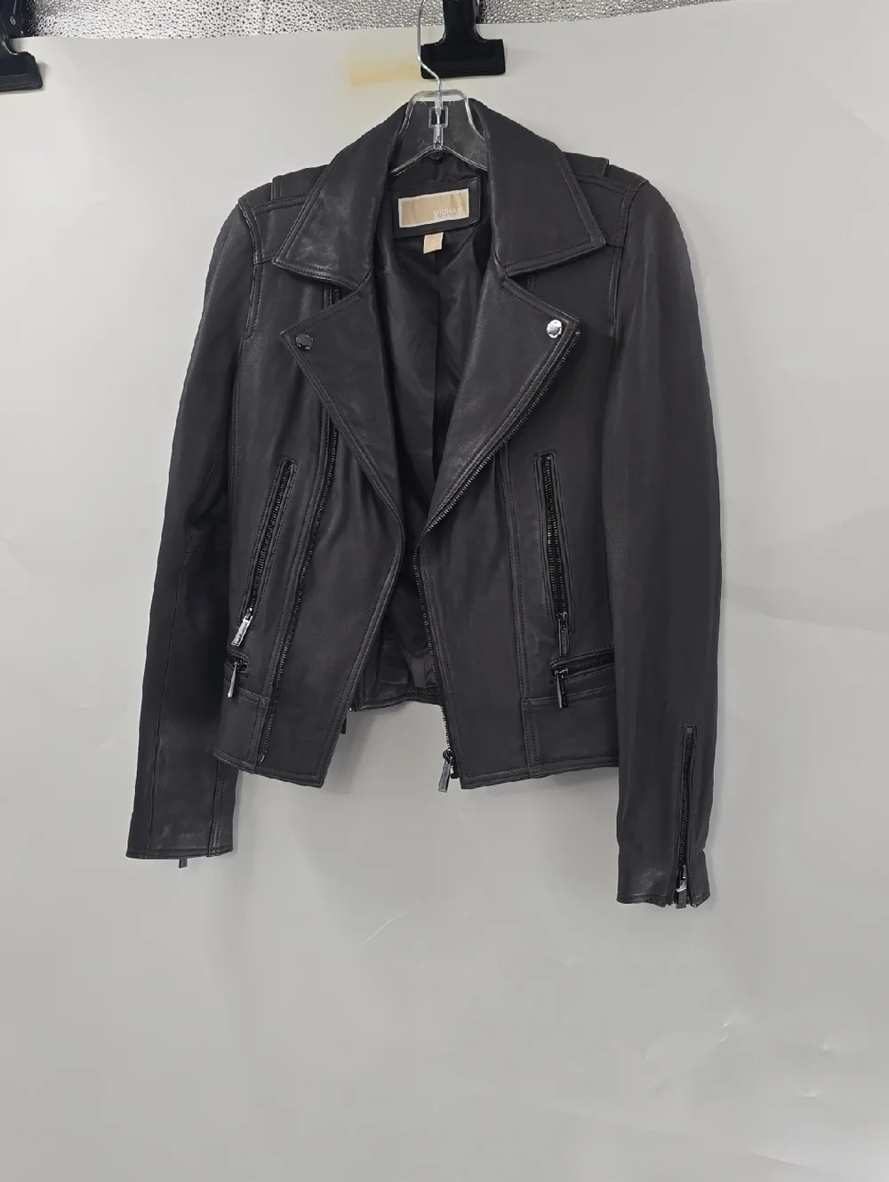 Michael Kors‎ Grey Leather Moto Jacket